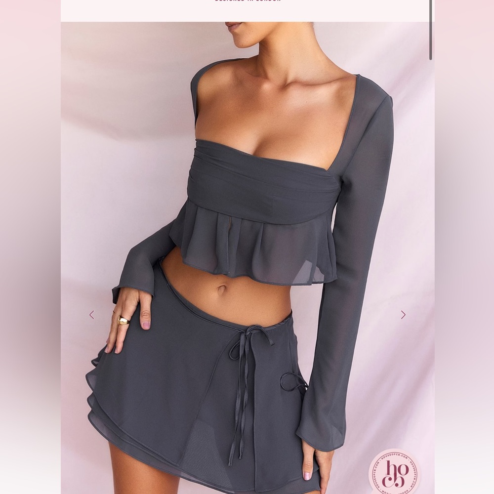 HOUSE OF CB Athena Shadow Long Sleeve Floaty Top